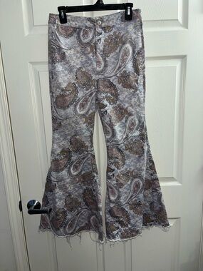 Free People Flare Print Jeans